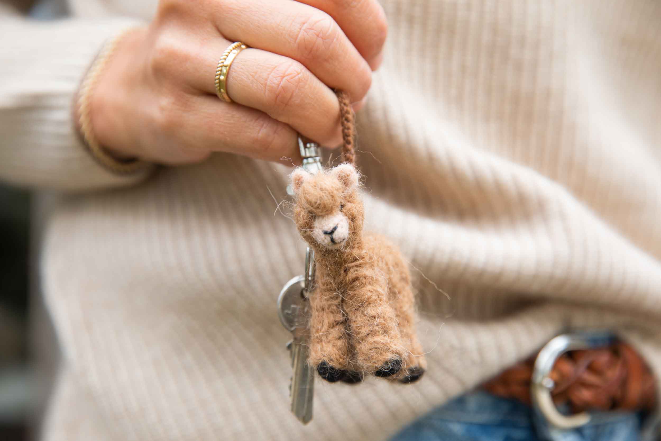 Alpaka Schlüsselring Wolle Packung Vieh S